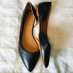 J Crew black leather pointed d’orsay flats